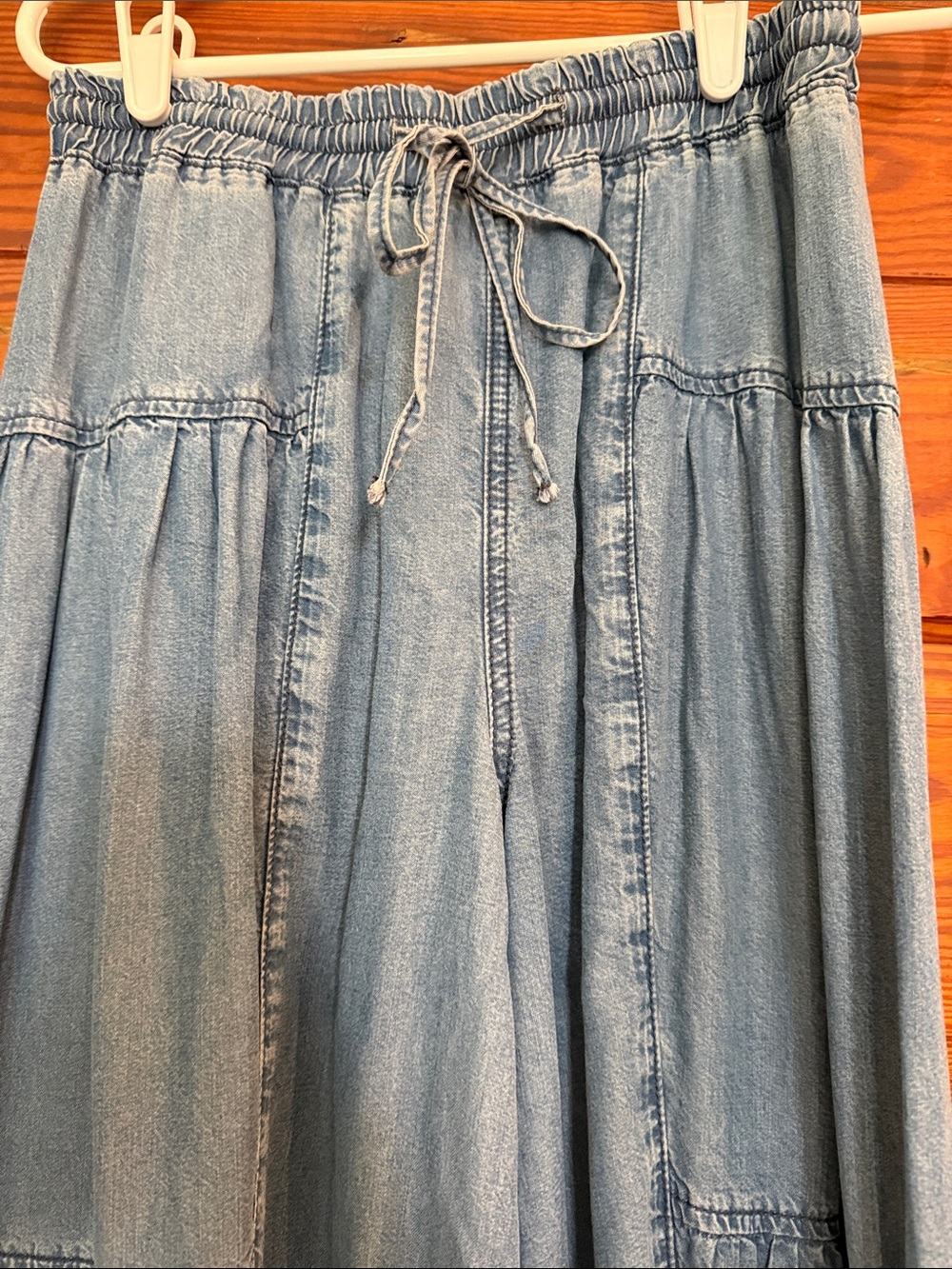 Steve Madden Light Blue Tiered Denim pants - Picture 2 of 4